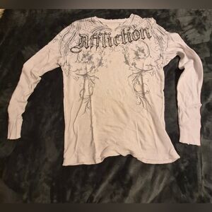 Affliction MENS White Graphic Top
